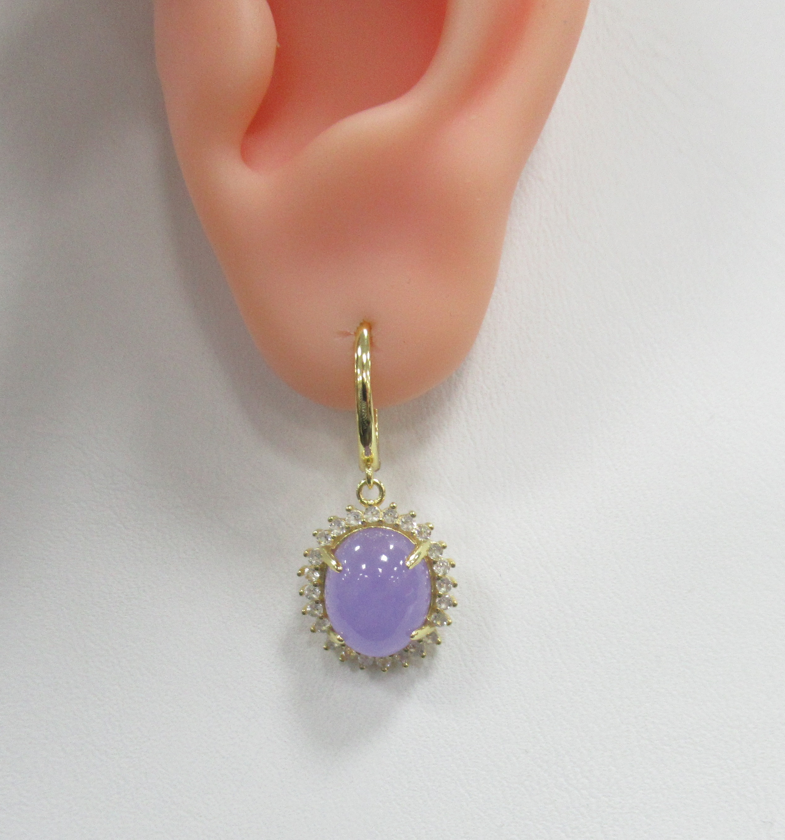 Серебряные серьги с лавандовыми жадеитами